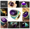 Cluster Ringe Natürlicher Amethyst Ring Südafrika Roter Achat Lapislazuli 925 Silber Retro Männer und Frauen Party Schmuck Geschenke Edwi22