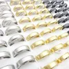 Wholesale 50PCs/Lot Stainless Steel Band Rings For Men Women 6mm Silver Gold Black Plated Fashion Jewelry Party Gift Engagement Wedding Bands