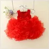 baby flicka båge sy pärlor dop klänning spädbarn 1st födelsedagsfest elegant prinsessa boll klänning s boutique kläder 210529