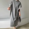 Korejpaa Kadınlar Elbise Yaz Kore Chic Minimalist Fransız Yaka Üç Düğme Trim Dikiş Tasarım Gevşek Rahat Vestidos 210526