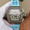 Top Quality Watches Classic 50mm x 44mm NTPT Carbon Fiber Skeleton waterproof Rubber Transparent Mechanical Automatic Mens Watch M257e