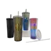 710 ml Kleurrijke Diamond Glitter Durian Tumbler Koffiemok Cups Budded Tumblers met Deksel Straw StaryFax3111