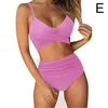 Women's Swimwear Sexy Summer Split Bikinis Swimsuits Women Push Up Backless Lace Separate Female Bandeau Bra High Waist Panties