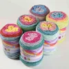1PC Rainbow Cotton Cake Yarn Hand-Woven DIY Ball Wool Gradient Color Yarn Segment Dyed Crochet shawl blanket Hand knitted Fancy Yans Y211129