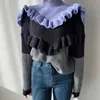 Aelegantmis estilo coreano solto turtleneck plissado suéter acolhedor mulheres quente macio malha pulôver fêmea cor bloco jersey mujer 210607