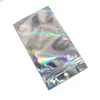 100 stks / partij helder aluminiumfolie holografische ritssluiting pakket tas snack afdichting plastic mylar pouch voor partij geschenken craft packinghigh quatity