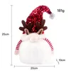 Upplysta jul gnome ornament handgjorda paljetter hatt plysch ansiktslös docka semester fest hem tabletop dekor ccb12337