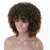 16 inch afro kinky krullend synthetische pruiken simulatie menselijk haar pruik ombre kleur Perruques MS9024-R2 / 39