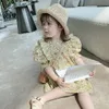 Girls Dress British Style Ruffle Floral Puff Sleeve Princess Dress 2020 Summer New Baby Kids Children'S Clothing Q0716