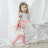 Ropa de bebé español vintage pavo encaje costura impresión arco infantil pascua eid princesa gil lolita vestido A81 Q0716