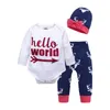 Clothes set Newborn Boy Baby Girl Printed Deer rompers + Pant + Hat 3pcs Outfits Set Christmas Baby Clothing Sets 0-24M