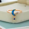 Обручальные кольца Бохо, женщина, белое голубое каменное кольцо, минимальное розовое золото, регулируемое для женщин минималистская свадебная луна