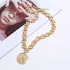 Exaggerated Retro Necklace Head Coin Charm Pendant Fashion Necklaces for Women Men Hip Hop Big Chain Statement Necklace Vintage Jewelry