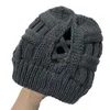 Beanie/Skull Caps Kvinnliga damhattar och vinter varm elastisk stickad Beanie Hat Cap Back Open Cross med fläthål Vuxna Skallies Beanies PR