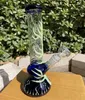 2022 25 cm 10 inç Premium Teal Glow Karanlık Nargile Su Boru Bong Cam Bongs ile 18mm Downstem ve Kase