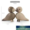 Danish Gifts Wooden Lovebird Figurines Nature Oak Wood Birds Colorful Statue Animal Figure Home Decoration Accessories 1 Set New Factory price expert design