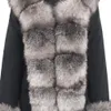 Parka lungo impermeabile Giacca invernale da donna Cappotto in vera pelliccia di procione naturale Pelliccia di volpe Streetwear Capispalla staccabile