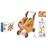 43pcs子供スーパーマーケットのふりをするプレイシミュレーションショッピングカートおもちゃのための教育おもちゃのための誕生日ギフト - ブラウンレッド210312