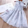 Vêtements d'été Hanfu Girls Dress 2021 Nouvelle mode enfants vintage robe de fil net robes d'enfants pour les filles de mariage de 11 ans Q0716