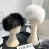 Beanie/Skull Caps Winter Real Fur Handmade Strek sjaals gebreide echte hoofdbanden meisjes natuurlijke ring elegante hoofdband S2859 DELM22