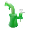 Hookahs 2 styles Silicone Bong small bubble Oil Water transfer pipe with glass bowl unbreakable dab rig
