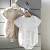 Korean Style Summer Toddler Baby Boys Girl Romper Cotton Short Sleeve Linen Infant Girls Jumpsuit 210816