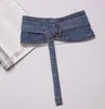 Riemen vrouwen Runway Fashion Blue Denim Cumberbanden Vrouwelijke Jurk Korsetten Tailleband Decoratie Brede Riem TB1510