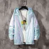 Women Basic Jackets Summer Colorful Reflective Causal Thin Windbreaker Hooded Coat Zipper Bomber veste femme 211029
