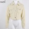 Women's Sweaters VAZN Spring 2021 High Quality Slim Temperate Fashion Women Sexy Style Solid Full Sleeve Thick Warm Mini FD8017