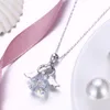 ZEMIOR Cute Angel Pendant Necklaces For Women 925 Sterling Silver Bright Clear Cubic Zircon Necklace Valentine Day Fine Jewelry Q0531