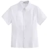 Japoński College Chic Casual Kobiety Bluzka Słodki Student Girl White Shirt Casual Lapel Collar Krótki Rękaw Work Szkoły Topy 4XL H1230