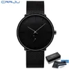 2021 CRRJU Top Marque De Luxe Hommes Montres À Quartz Montre Hommes Casual Slim Mesh En Acier Étanche Sport Montre-Bracelet Relogio Masculino Montre De Luxe