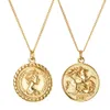 ANDYWEN 925 Sterling Silve 19mm Women Image Coin Pendant Long Chain Necklace Gold Double Side Horse 2 Types Rock Punk Jewelry Q0531