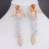 Necklace Earrings Set & GODKI Luxury Flower Tassel Drop 4PC Nigerian For Women Wedding Zircon Crystal CZ African Bridal