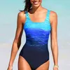 Swimsuit Mulheres Gradient Bandage Cross Water Sport Swimwear Swimwear Swimwear Natação 210712