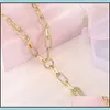 Chaînes Colliers Pendants Bijoux Gold Sier Couleur Paper Collier Chain de chaîne épaisse Pull femelle Aessories brillantes Stit8535846