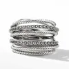 Huitan Silver Color Multiple Row Rings Shiny CZ Metallic Ol Style Office Lady Versatile Finger Rings for Women Fashion Jewelry Q071649190