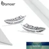 bamoer authentieke 925 sterling zilver retro veer oorknopjes voor vrouwen echte zilveren oor studs fijne sieraden brincos sce865 fabriek prijs expert ontwerpkwaliteit