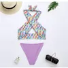 Wrap bikini zestaw Brazylijski sznurek biquini 2 sztuki kąpielowe garnitur dla kobiet wyściełane kąpielowe Swimwear Sexy Micro Beachwear X0522