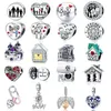 WOSTU Forever Family Charm 925 Sterling Silver Home House Enamel Beads Pendant Fit Original Bracelet DIY Jewelry For Women Q0531