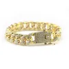 Mens Hip Hop Bling Gold Bracelets Diamentowe bransoletki biżuteria mrożona w Miami Cuban Link łańcuch Bransoletka6782054