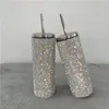 20 oz Bling Elmas Termos Şişe Kahve Fincanı Ile Saman Paslanmaz Çelik Su Şişesi Tumblers Kupa Kız Kadınlar Hediye 211020