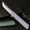 Fast shiped Flipper Folding Knife 8Cr14Mov Satin Tanto Point Blade G10 + Stainless Steel Sheet Handle Ball Bearing EDC Pocket Knives
