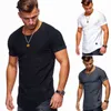2021 Nowa męska O-Neck Slim Fit Solid Color Short Men T-shirt Paski Fold Raglan Styl Styl T Shirt Men Tops Tows Rozmiar S-XXXL G1222