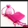 Bolsas, 9 * 12cm Favor do casamento ORGANZA BOLSA Xmas Doces DSTRING DSTRING Packaging Package Package Sacos 240198 Gota entrega 2021 yqjut