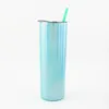 US Stock 20oz Glittering Rainbow Paint Tumblers Sublimation 600ml Stainless Steel Cup Water Coffee Mug Straws Lids Fruit Juice