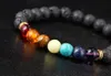 Seven Chakra Bracelet Strands Natural Stone 8mm Lava-rock Yoga Beaded Bracelets 100pcs/lot