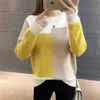 Women Color Block Pullover Sweater Autumn Winter Fashion Large Size Round Neck Knitted Tops Female Long Sleeve Jumper S-2XL 211123