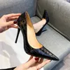 Designer Women Women Sexy Stiletto Tacco Stone Pompe in pelle brevetto Pompe in bocca superficiale Slip-On Punta Lady High Heels Dance Dance Sogne singole Plus Times 35 ~ 40