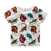 Sommar 2-10 år gammal Barnens födelsedagspresent Kläder Baby Boys Barn Basic Dinosaur Print Kortärmad Tee T-shirt Toppar 210529